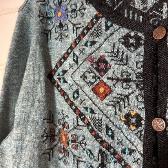 Embroidered Women's Sweater - Blue - Picture 5 of 7
